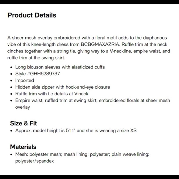 BCBGMAXAZRIA Embroidered Mesh Dress Dark Midnight Blue Floral Ruffle Size XXS - Picture 15 of 16